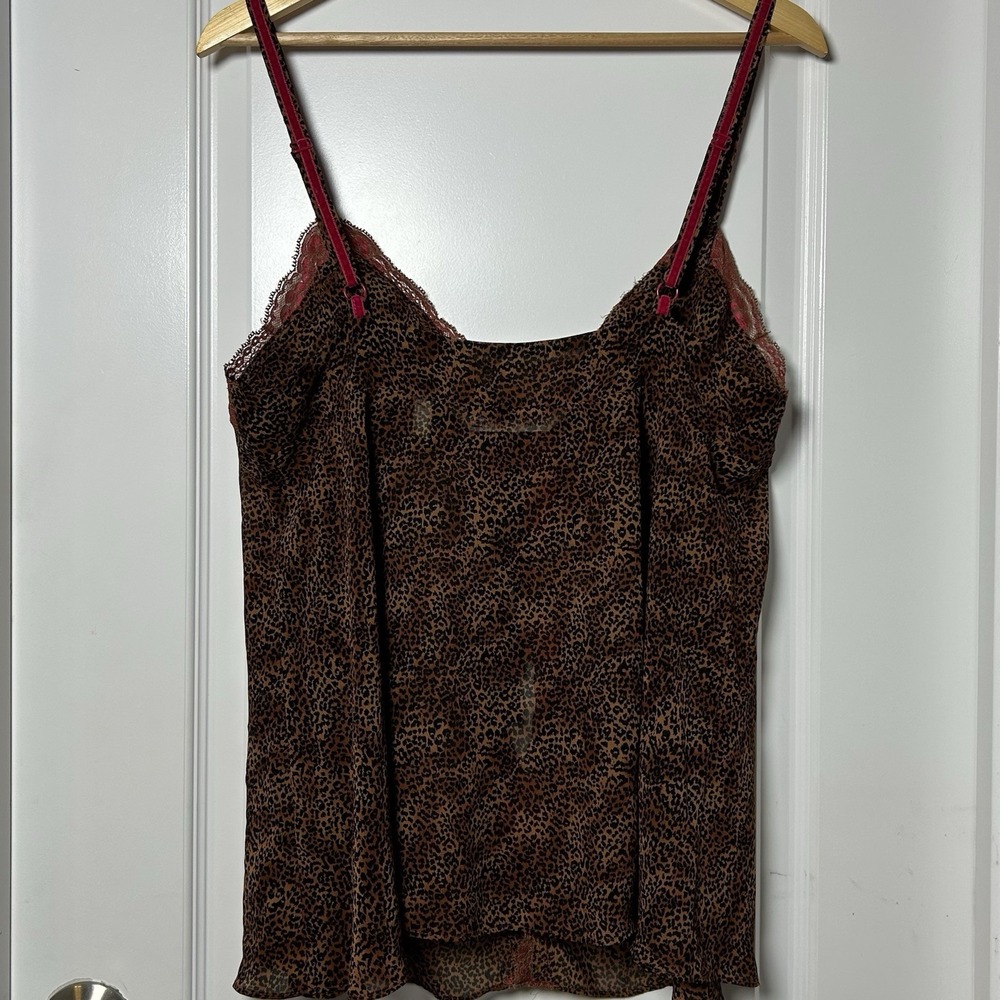 Victoria's Secret Vintage Y2K Leopard Print Lace Trim Double Tie Front Cami Top - Picture 2 of 2